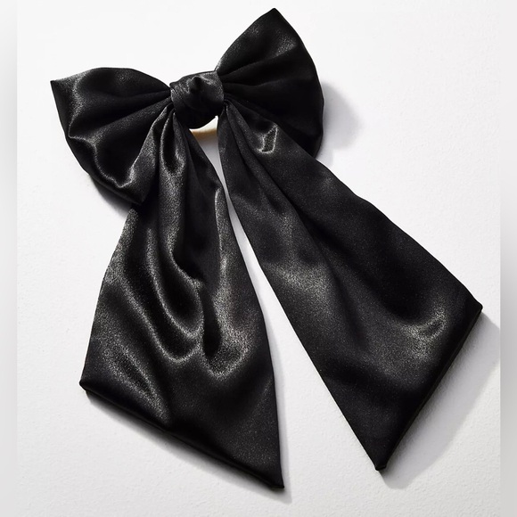 NWT Anthropologie Satin Bow Barrette in Black - Picture 1 of 3
